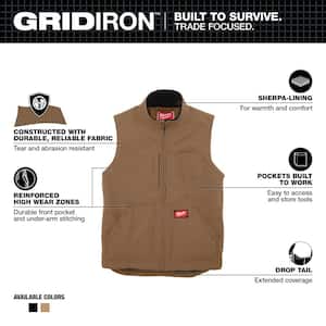 Men's 3X-Large Brown Heavy-Duty Sherpa-Lined Vest with 5-Pockets