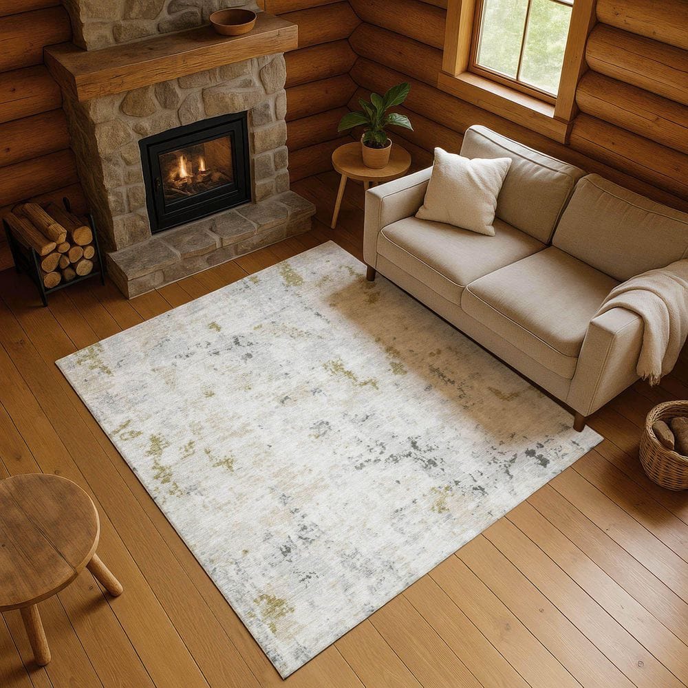 Addison Rugs Mayfield Premium Machine Washable Abstract AMF1753 Linen ...