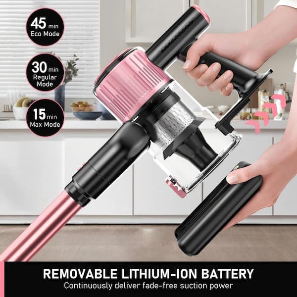 6 in 1 Bagless Stick Vacuum with HEPA Filter, 33 kPa Suction, Max to 45 Mins Runtime Battery, 1.5 L