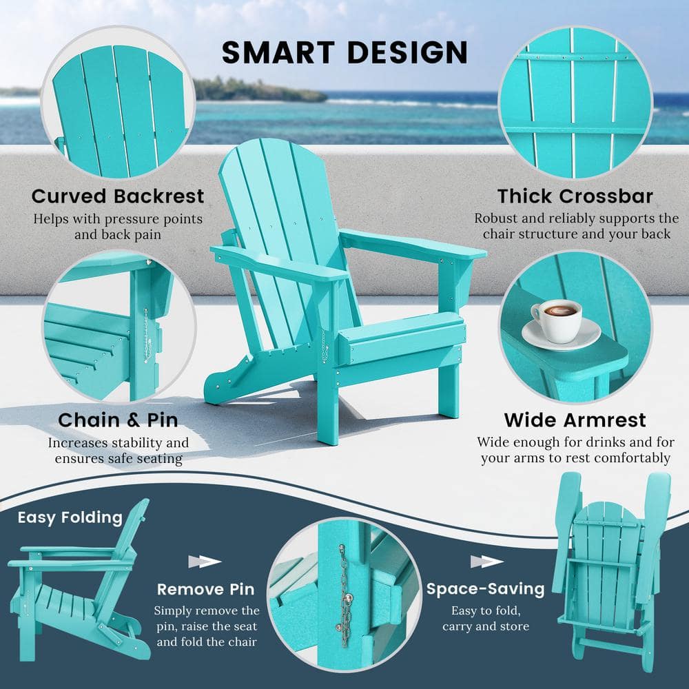 Turquoise Poly Adirondack Chair with Square Arms