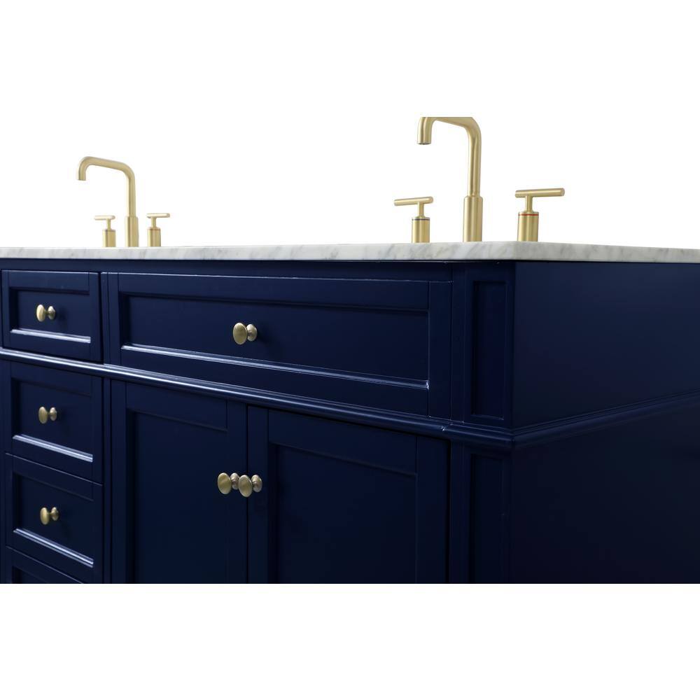 Blue Double Freestanding Bathroom Vanity with Marble Top