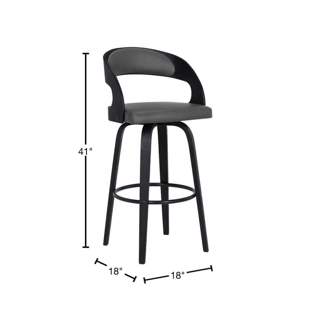 Shelly Black Wood and Metal Swivel Counter Stool