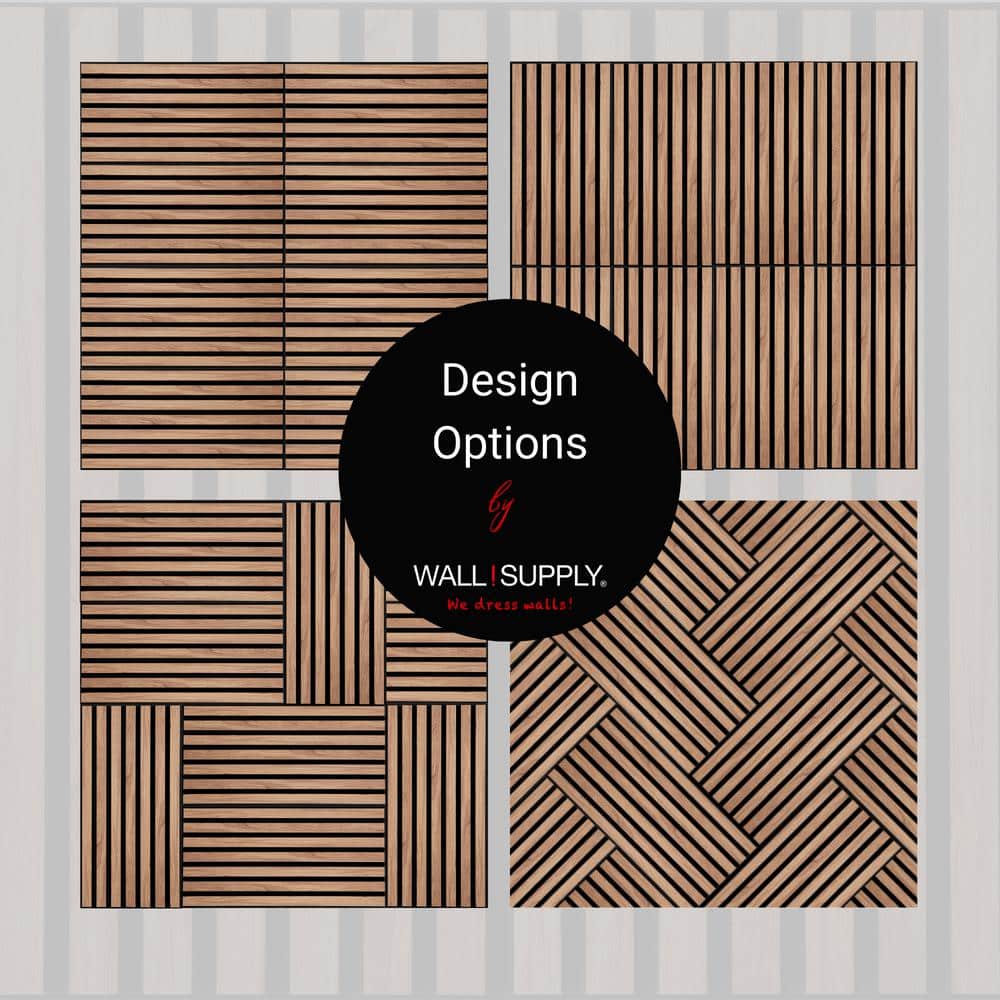 Walnut 3D Acoustic Polystyrene Wall Panels Set of 6