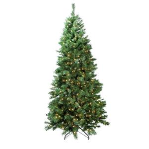 7 ft. Pre-Lit Single Plug Slim Glacier Pine Artificial Christmas Tree Multi-Function LED Lights