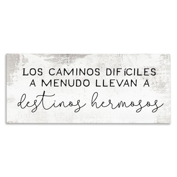 Stupell Industries Difficult Roads Motivation by Lil' Rue Gallery Wrapped Unframed Typography Graphic Art Print 13 in. x 30 in.