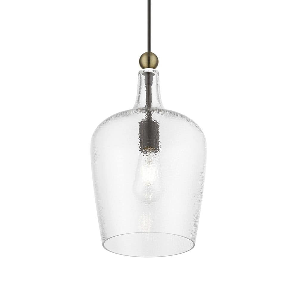 Avery Transitional Bronze Antique Brass Clear Glass Pendant Light
