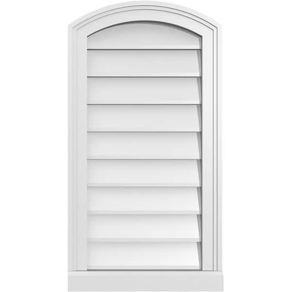 Ekena Millwork 16" x 30" Arch Top Surface Mount PVC Gable Vent: Functional with Brickmould Sill Frame