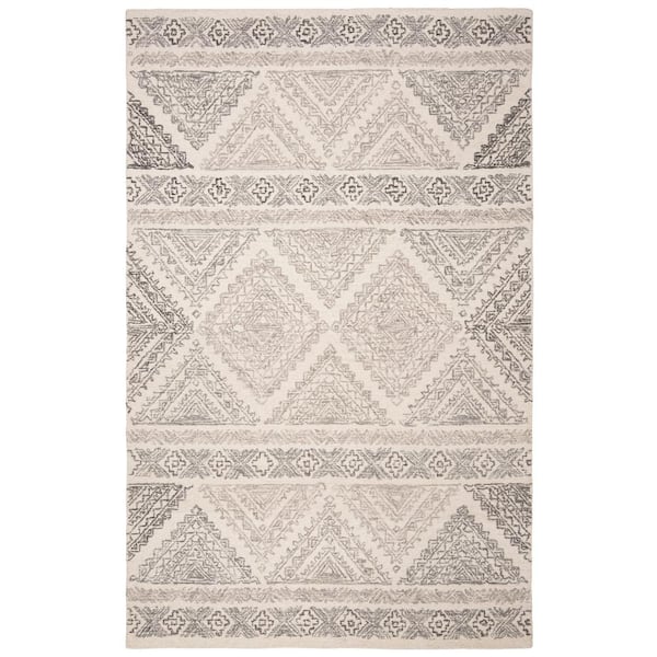 SAFAVIEH Micro-Loop Ivory/Light Brown 5 ft. x 8 ft. Geometric Area Rug