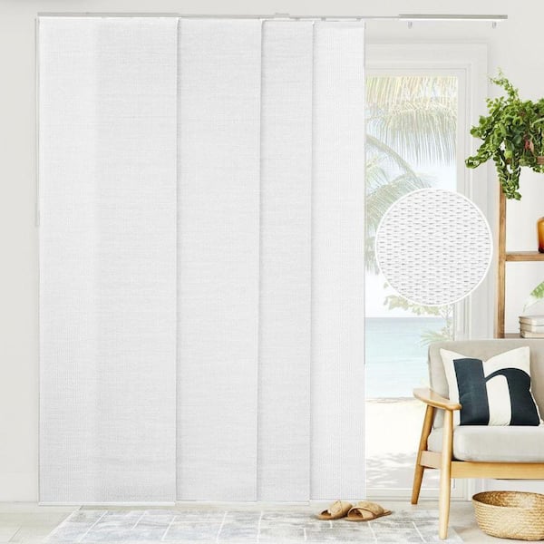 Woven Cut-to-Size White Light Filtering Adjustable Sliding Panel Track Blind w/ 23 in Slats Up to 86 in. W X 96 in. L