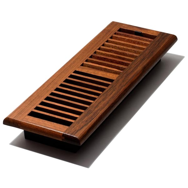 Decor Grates 4 in. x 14 in. Solid Brazilian Cherry Wood Floor Register with Damper Box