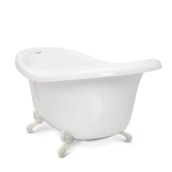 American Bath Factory Chelsea 60 in. Acrylic Slipper Clawfoot Bathtub in White with White Imperial Feet