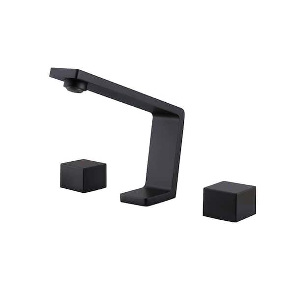 8 in. Widespread Double Handle Bathroom Faucet Brass 3 Hole Vanity Basin Taps in Matte Black