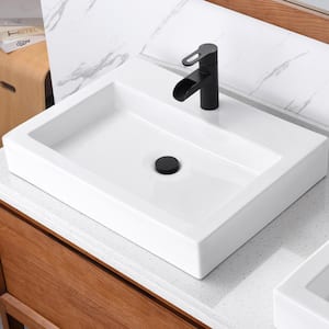 Modern 24 in. Rectangular Bathroom Ceramic Vessel Sink in White