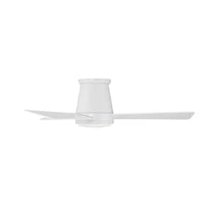 Hug 44 in. 3000K Integrated LED Indoor/Outdoor Matte White Smart Compatible Ceiling Fan with Light Kit and Remote