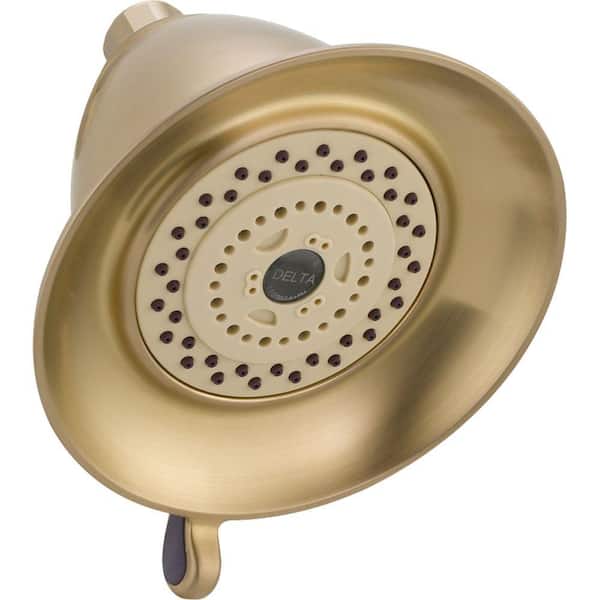 Delta Victorian 3-Spray Patterns 2.50 GPM 5.71 in. Wall Mount Fixed Shower Head in Champagne Bronze