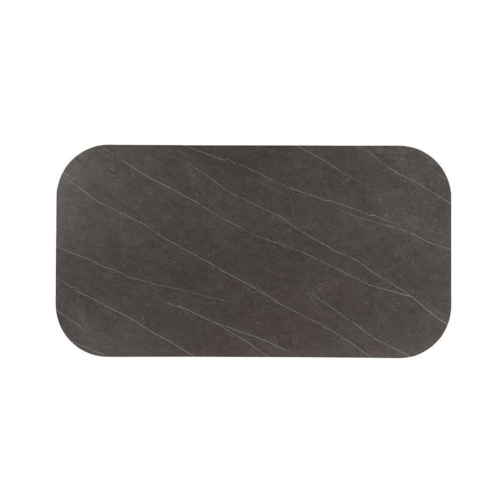 Champagne Finish Rectangular Dining Table with Sintered Stone Top