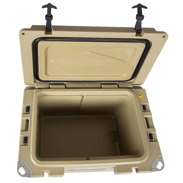 50QT Khaki Hard Cooler, Portable Ice Chest with 6-Day Ice