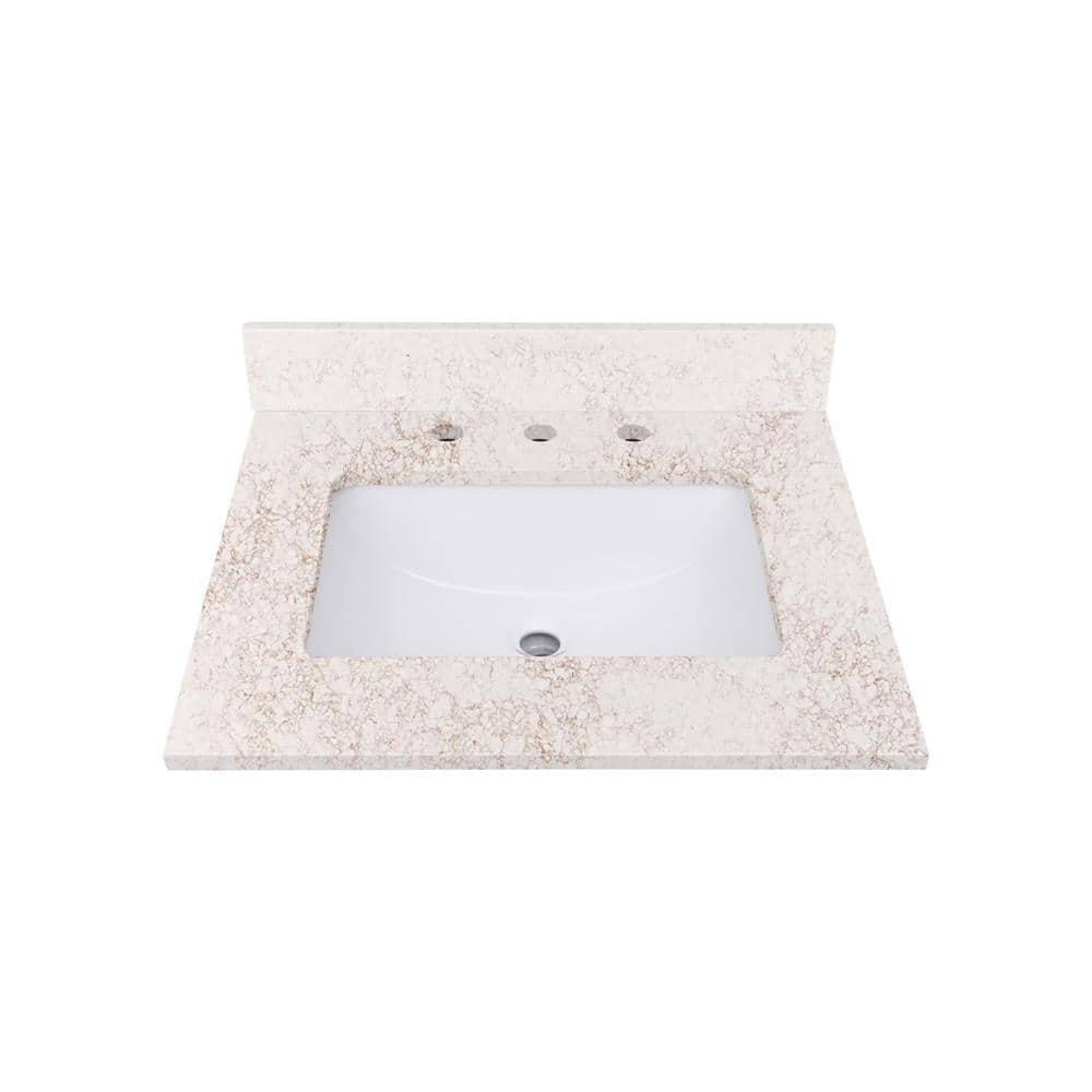 25'' Alluring Quartz Single Bathroom Vanity Top with Copper Veining