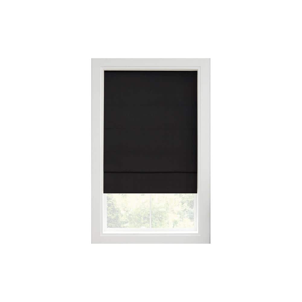 Black Fabric Cordless Blackout Roman Shade 23" x 64"