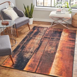 Rustburn Brown 5 ft. x 8 ft. Abstract Area Rug