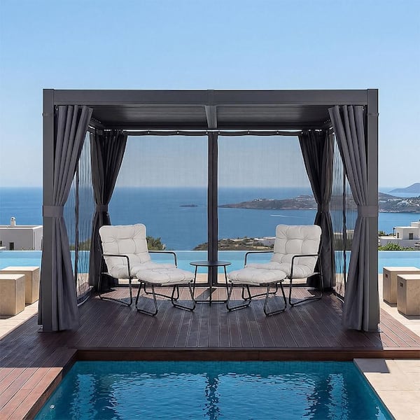 domi outdoor living 10 ft. x 10 ft. Aluminum Louvered Pergola with