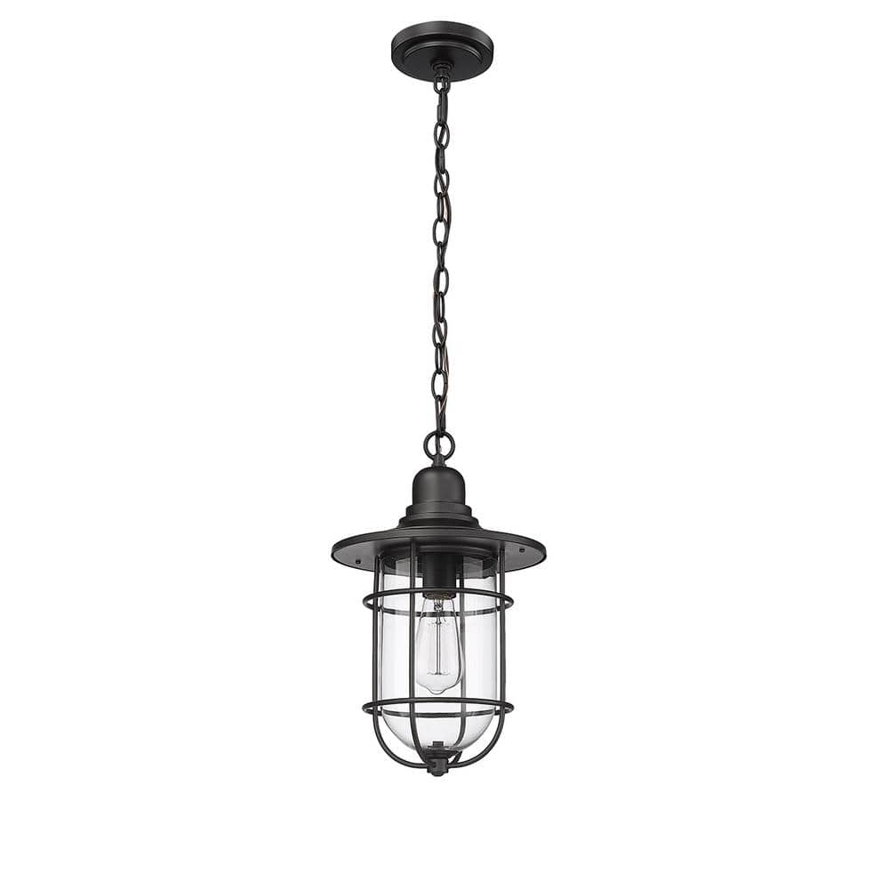 Powder Coat Black Glass Outdoor Hanging Lantern