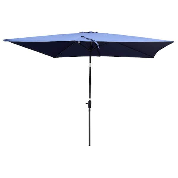 Tidoin 6 ft. x 9 ft. Steel Market Tilt Patio Umbrella in Navy Blue