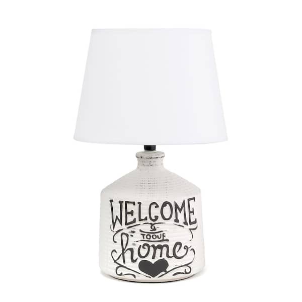 Simple Designs 13 7 In 1 Light Welcome, Farmhouse End Table Lamps