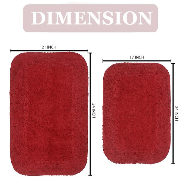 1pc Cobblestone Embossed Red Bath Rug, Minimalist Polyester Non
