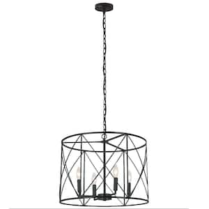 Calah 4-Light Matte Black Candle Empire Chandelier for Kitchen Island with No Bulbs Included