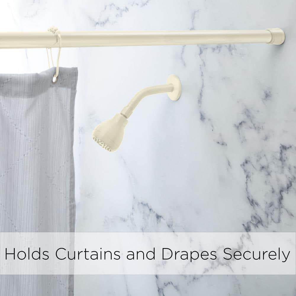 Beige Adjustable Tension Shower Curtain Rod 42-72 Inches
