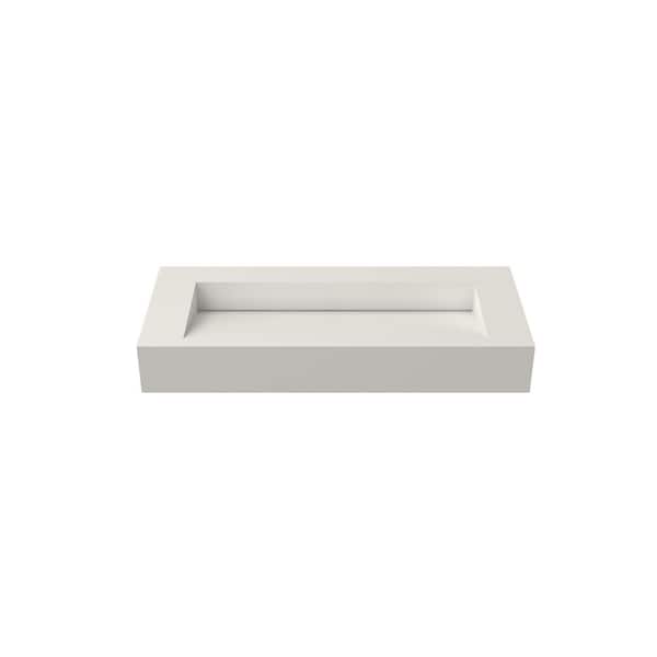 Rinno 42 in. x 19 x 6 in. Solid Surface Wall Mount Bathroom Vessel Sink in Matte White