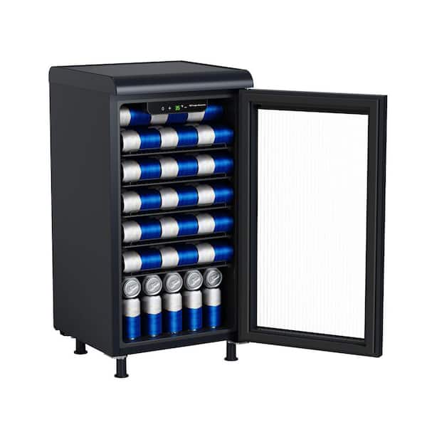 3.1 cu. ft. 117 Can/27 Bottle Retro Glass Door Mini Refrigerator/beverage Cooler in Black