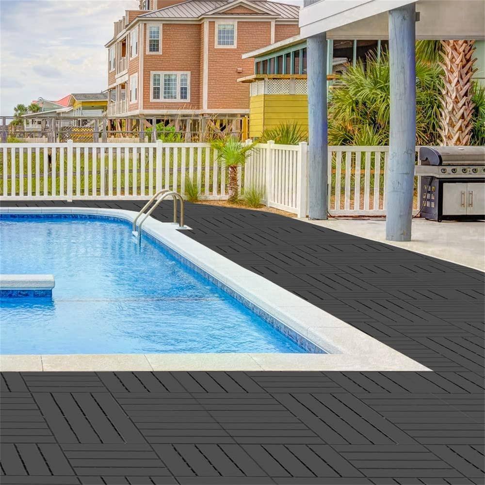 1 ft. x 1 ft. Composite Deck Tile Patio Interlocking Deck Tiles for Balcony Porch Backyard in Dark Gray (Pack of 9) price history on PriceWatchPro