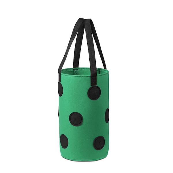 Unbranded 7.8 in. Dia x 13.8 in. H 3 Gal. Green Hanging Strawberry Plant Grow Bag Fruit Vegetable Planting Bag Fabric (2-Pack)