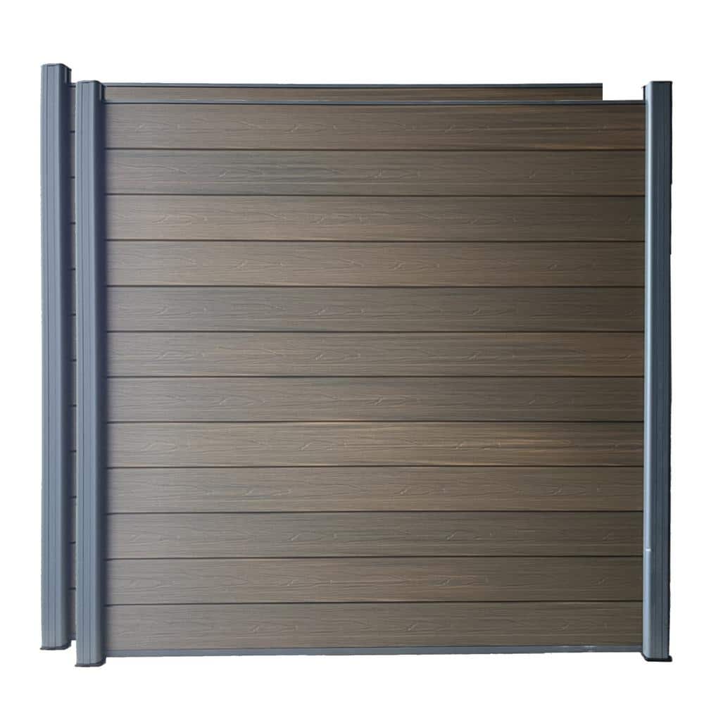 Complete Kit 6 ft. x 6 ft. Wood Grain Brown WPC Composite Fence Panel w/Pro