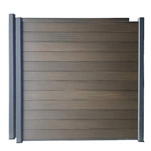 Complete Kit 6 ft. x 6 ft. Wood Grain Brown WPC Composite Fence Panel w/Pronged Holders and Post Kits (2 set)
