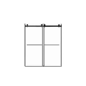 56 in. W - 60 in. W x 70 in. H Sliding Frameless Shower Door in Matte Black Finish with 5/16 in. (8 mm) Clear Glass