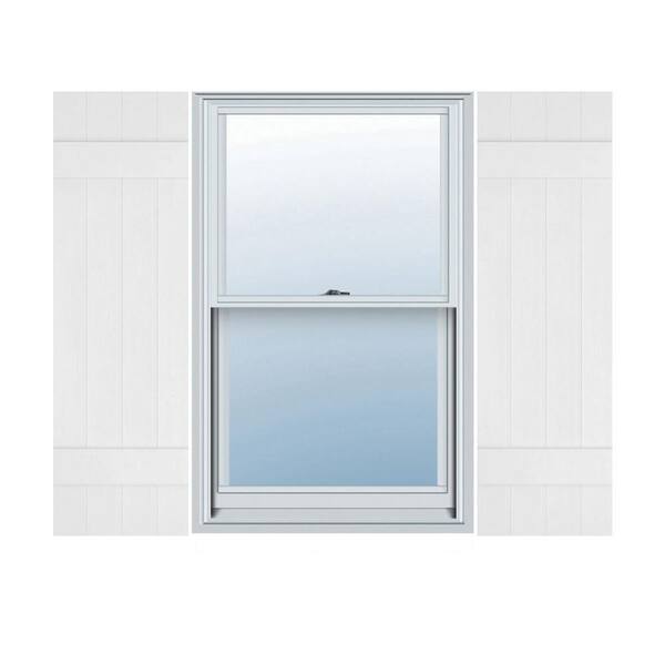 Ekena Millwork 14 in. x 36 in. Lifetime Vinyl TailorMade Four Board Joined Board and Batten Shutters Pair Bright White