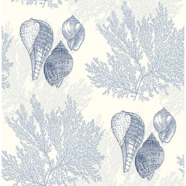 NuWallpaper Blue Coralista Peel and Stick Wallpaper Sample