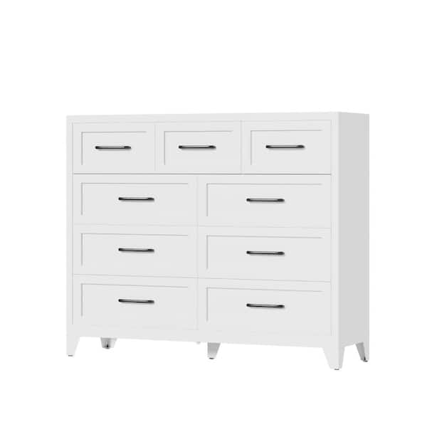 White 9-Drawer Tall Dresser Metal Storage Cabinet TV Stand Storage Space- Saving Chest of Drawers for Hallway Entryway XS8868D9-1044 - The Home Depot