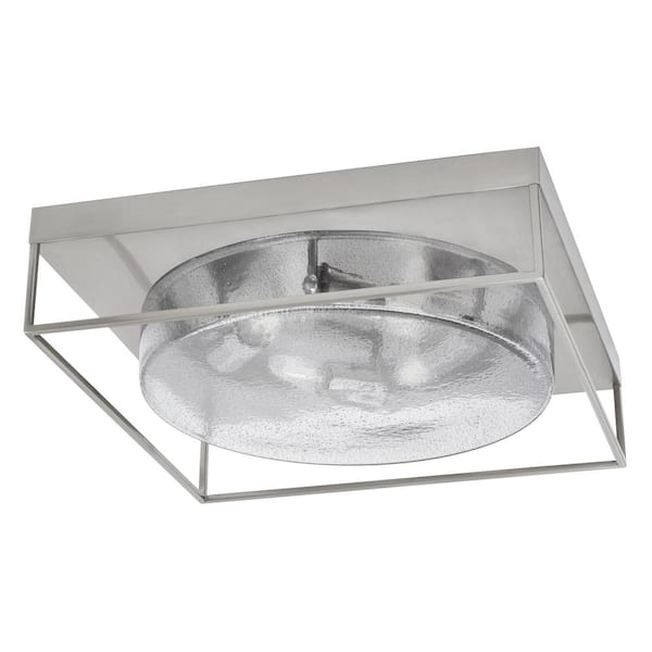 Unbranded Ashland 18 in. 4 Light Brushed Nickel Flush Mount with Smoke Bubble Glass Shade No Bulbs Included