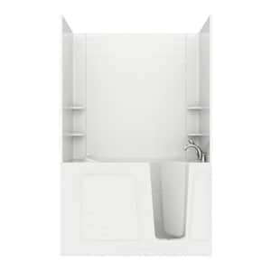 Rampart 5 ft. Walk-in Whirlpool and Air Bathtub with 4 in. Tile Easy Up Adhesive Wall Surround in White