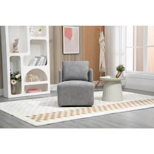 Gray Swivel Barrel Chair, Comfy Round Accent Sofa Chair for Living Room Hotel Office