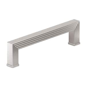 Como Collection 5 1/16 in. (128 mm) Grooved Brushed Nickel Transitional Rectangular Cabinet Bar Pull