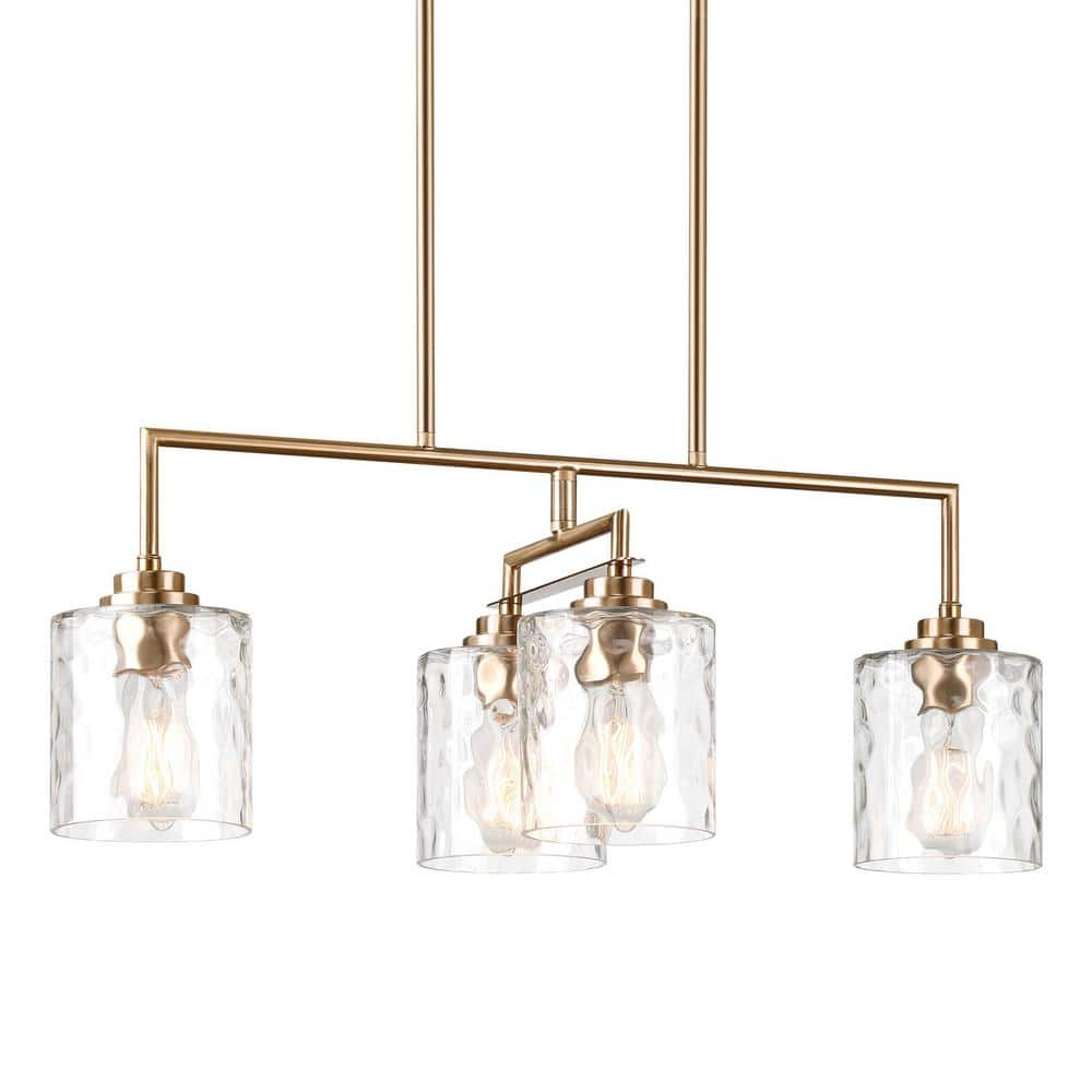 Kira Home Monroe 60-Watt 4-Light Cool Brass Modern Island Pendant Light ...