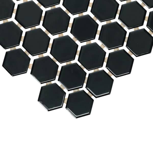 Daltile Restore Black 12 in. x 10 in. Glazed Ceramic Hexagon