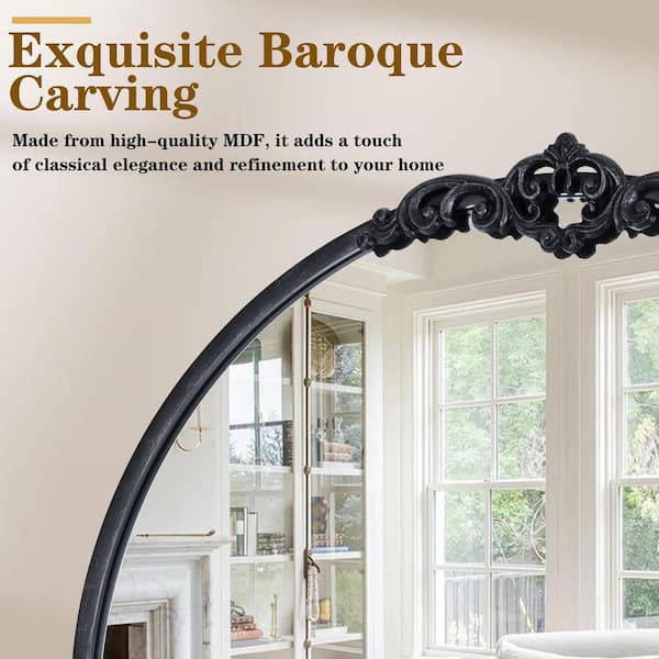 24 in. W x 32 in. H Antique Black Arched Framed Accent Dresser Mirror Accent Wall Decorative Mirror