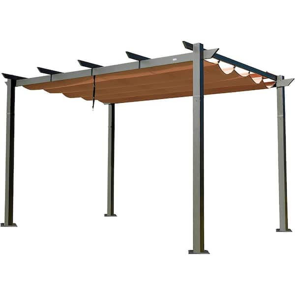 domi outdoor living 13 ft. W x 10 ft. D Aluminum Pergola with Weather-Resistant Retractable Canopy