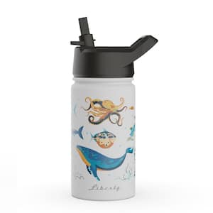 Kids 12 oz. Under The Sea Flat White Insulated Stainless Steel Water Bottle with Sport Straw Lid